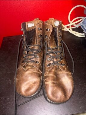 Men's Brown Leather Lace-Up Boots by Realfoot